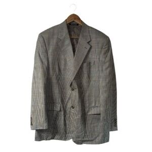 Lauren Ralph Lauren Men’s Blazer Suit Jacket Silk Wool Houndstooth Print 44 Long